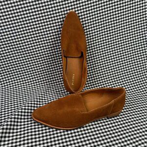 Portland Leather Patina Women's Pointed Flats Toffee Brown Suede Leather Sz 10